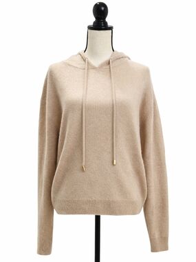 Zara Cream Knit Hooded Drawstring Sweater